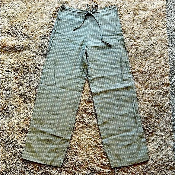 Vintage Burberry Wide Leg Lenin Trousers - Picture 2 of 15